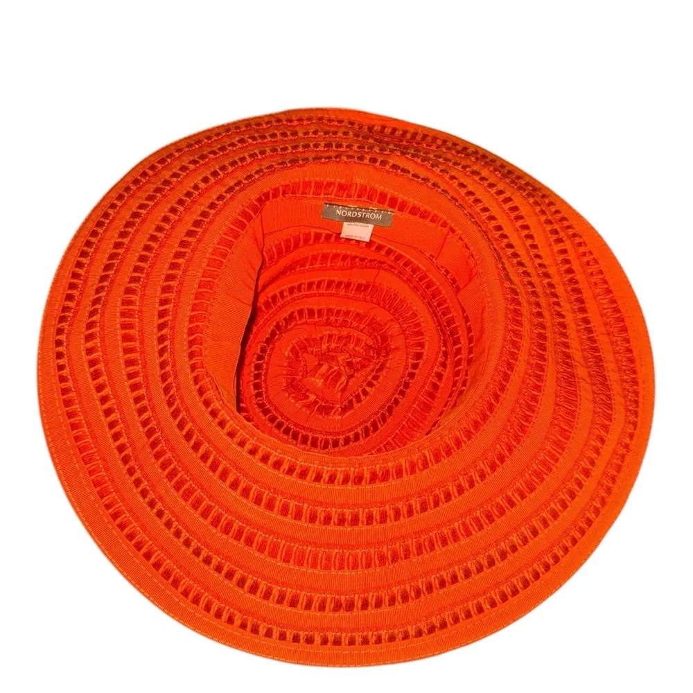 Made in Italy Bright Orange Striped Nordstrom Sun Hat - Beach Day Vacation